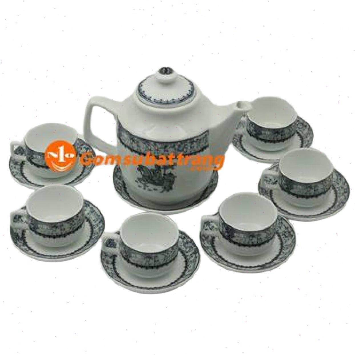Bộ ấm chén Bát Tràng cao cấp Vinh quy bái tổ sang trọng, quà tặng độc đáo 