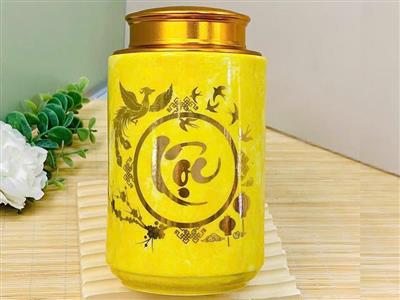 Hũ trà men vàng sang trọng hoa văn vàng kim chất lượng cao 
