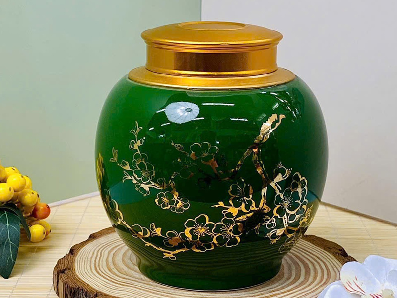 Hũ đựng trà sứ Bát Tràng men xanh đồng tiện dụng an toàn Hũ đựng trà sứ Bát Tràng men xanh đồng tiện dụng an toàn