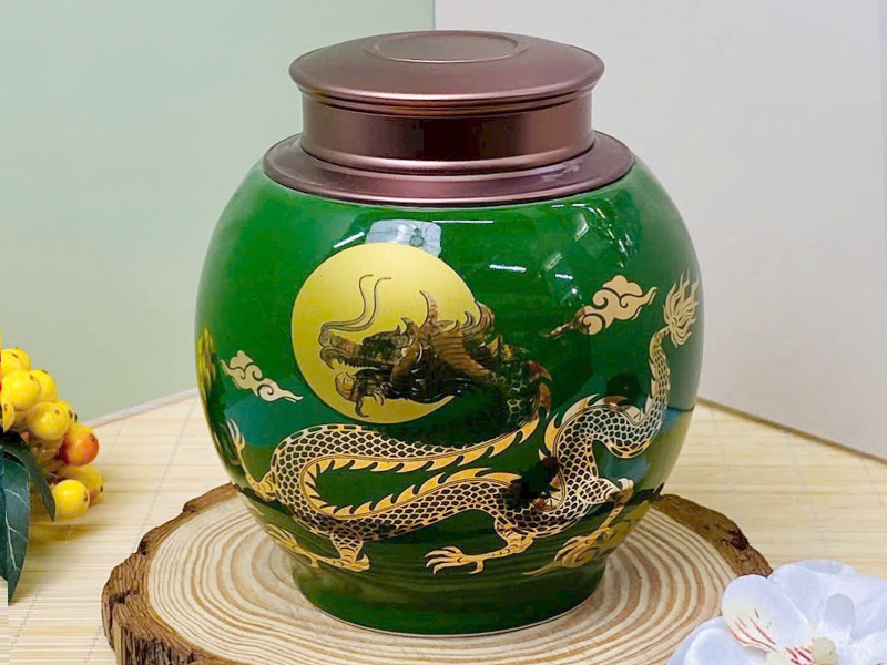 Hũ đựng trà sứ Bát Tràng men xanh đồng tiện dụng an toàn Hũ đựng trà sứ Bát Tràng men xanh đồng tiện dụng an toàn