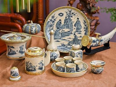 Bộ ấm Tích Bát Tràng men rạn bọc đồng cao cấp đa tiện ích 