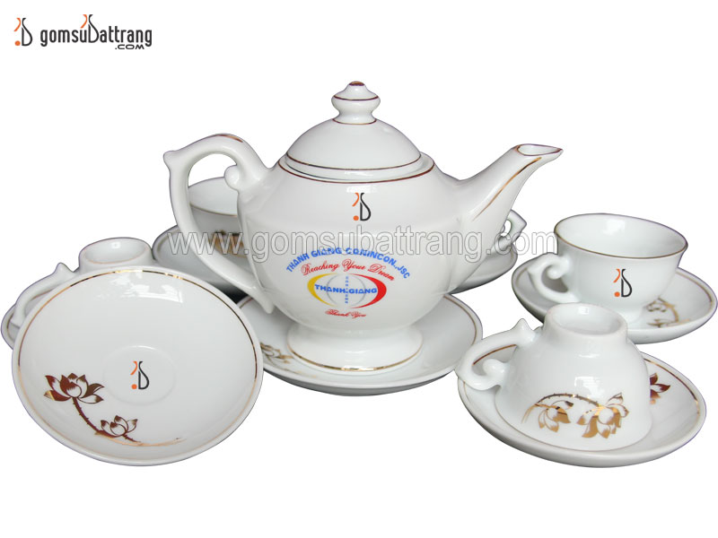 Bộ ấm chén Đèn Thần sứ Bát Tràng sang trọng quà tặng ý nghĩa