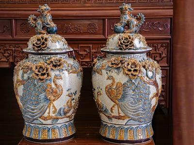 Choé sứ men rạn Bát Tràng cao cấp đắp nổi đẹp giá tốt 