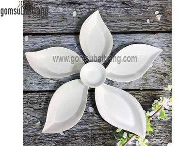 Bộ đĩa thuyền hoa 5 cánh men trắng sang trọng gốm sứ Bát Tràng 