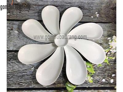 Bộ đồ ăn gốm sứ Bát Tràng hoa cúc 8 cánh cao cấp, giá tốt 