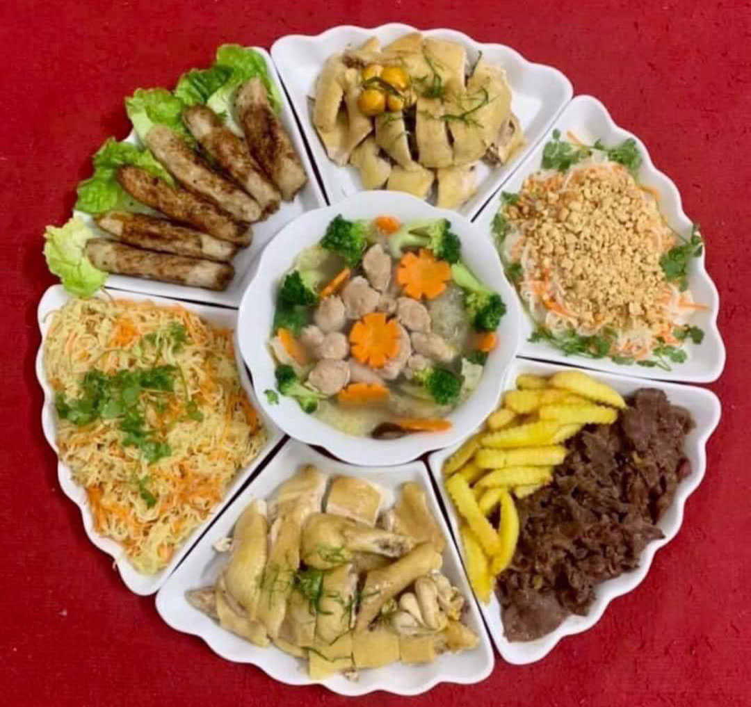 Bộ mặt trời Bát Tràng sứ vẽ sen xanh bộ đồ ăn cao cấp