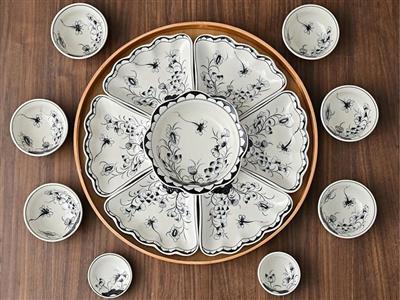 Bộ mặt trời sứ Bát Tràng họa tiết chuồn, sang trọng tiện dụng 