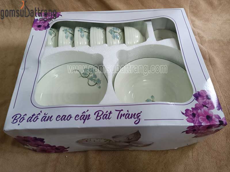 Set 10 món men kem hoa sen xanh sang trọng tiện lợi dùng bữa