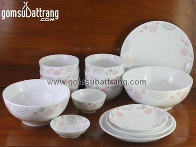 Bộ bát đĩa sứ Bát Tràng cao cấp vẽ sò ốc đẹp, sang trọng 