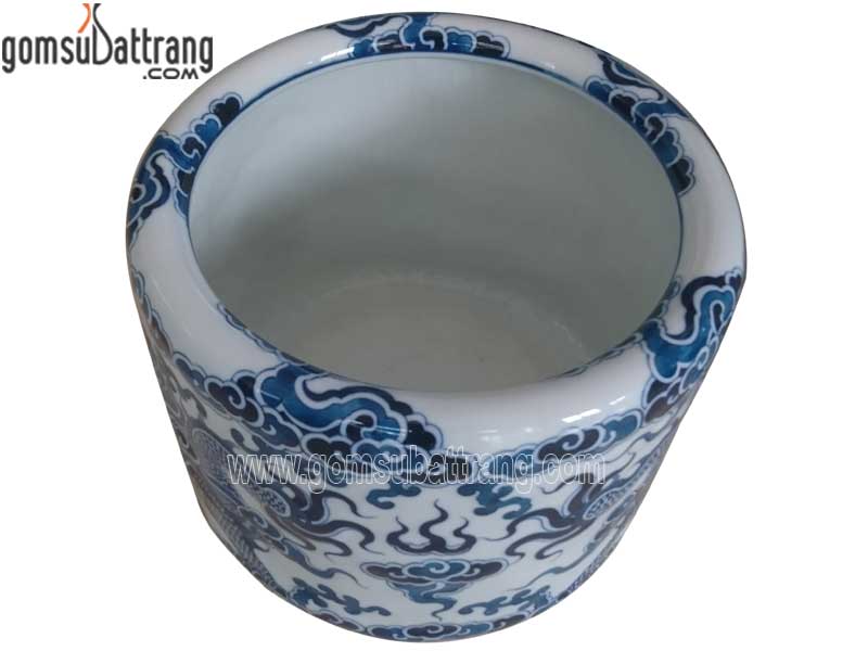 Bát hương rồng chầu mặt nhật Bát Tràng men trắng đẹp chuẩn