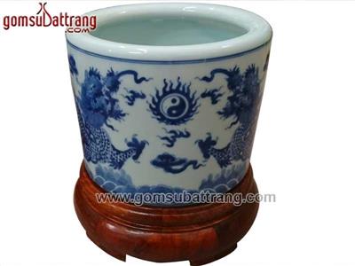 Bát hương men ngọc 16cm vẽ rồng tinh xảo, sang trọng, bền đẹp 