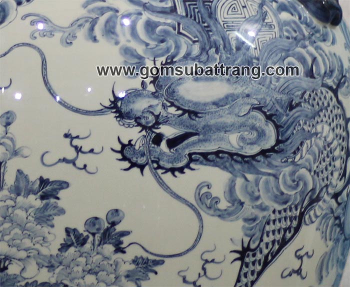 Bộ chóe sứ Bát Tràng vẽ rồng phong thủy thờ cúng đỉnh cao may mắn