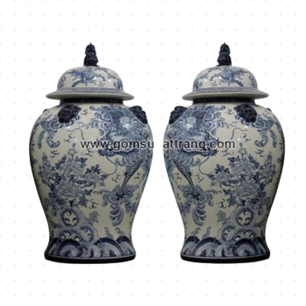 Bộ chóe sứ Bát Tràng vẽ rồng phong thủy thờ cúng đỉnh cao may mắn 