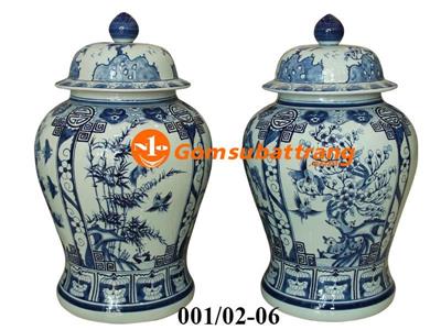 Chóe sứ men xanh ngọc Tứ cảnh Tùng Cúc Trúc Mai Bát Tràng chính hãng 