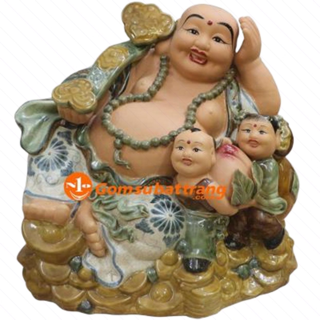 Tượng Di Lặc trường thọ men rạn cổ cao cấp quà tặng phong thủy 