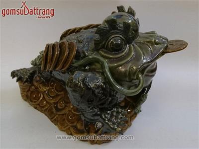 Tượng Thiềm Thừ Men Xanh Cóc Thần Tài Phong Thủy Đem Tài Lộc 