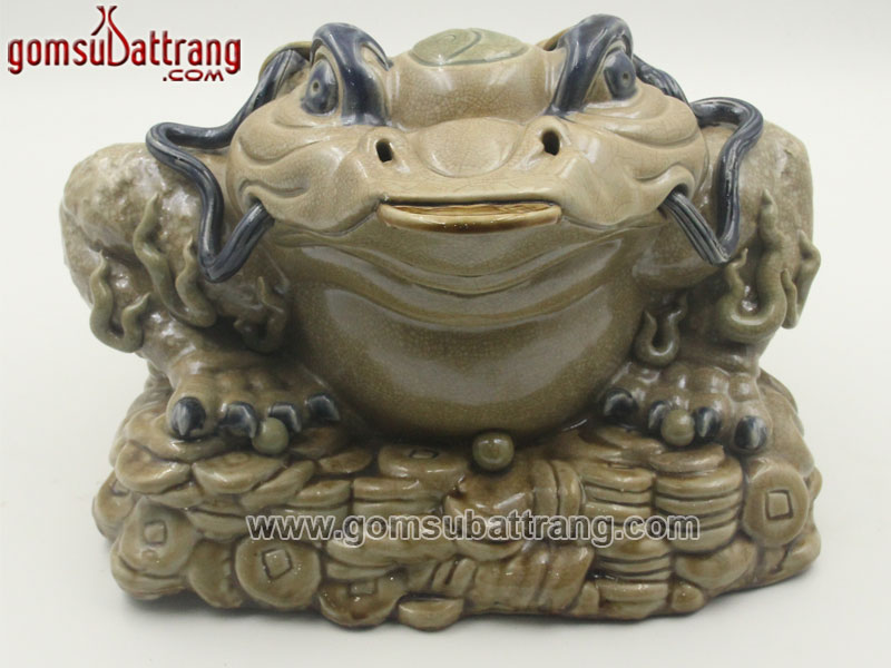 Thiềm Thừ Cóc 3 chân 43cm Men rạn sứ Bát Tràng Tài Lộc