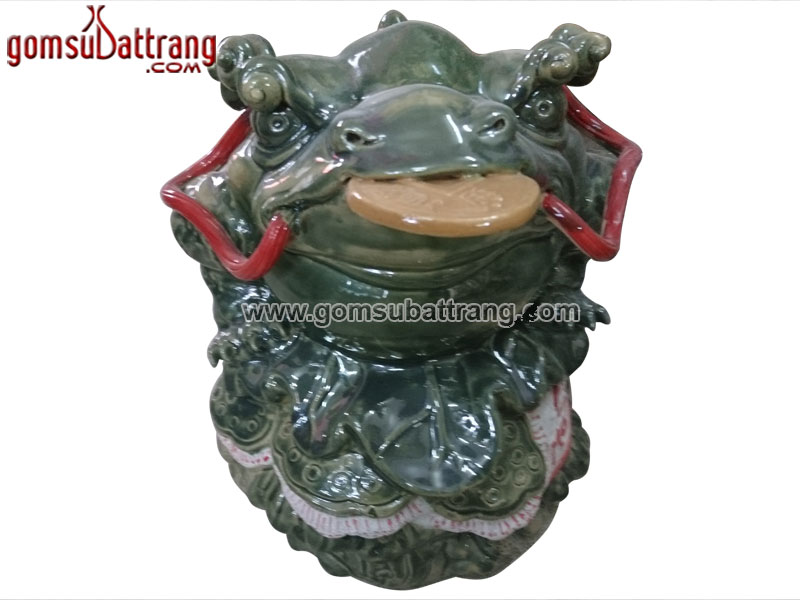 Thiềm thừ Cóc ba chân men xanh ngọc Phúc Thọ Mãn Đường may mắn tài lộc