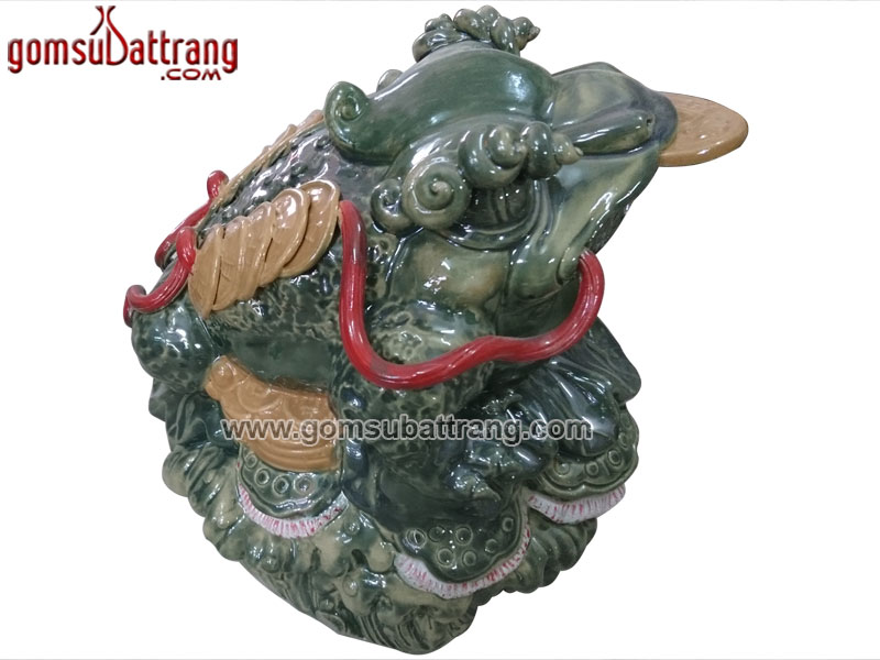 Thiềm thừ Cóc ba chân men xanh ngọc Phúc Thọ Mãn Đường may mắn tài lộc