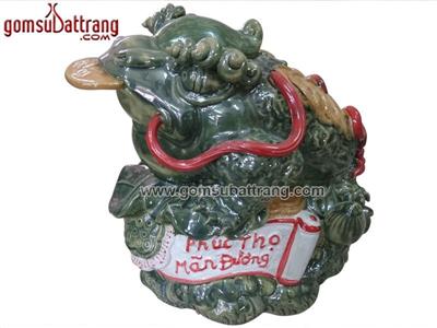 Thiềm thừ Cóc ba chân men xanh ngọc Phúc Thọ Mãn Đường may mắn tài lộc 
