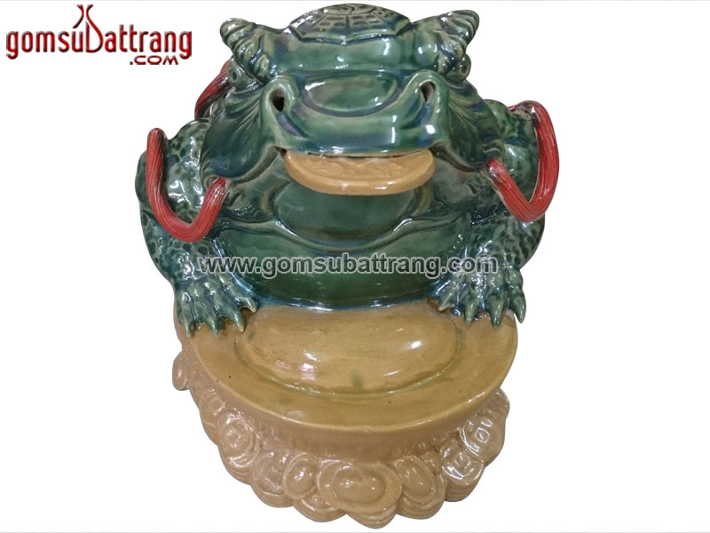 Thiềm thừ cóc ba chân men xanh ngọc bệ vàng phong thủy tài lộc