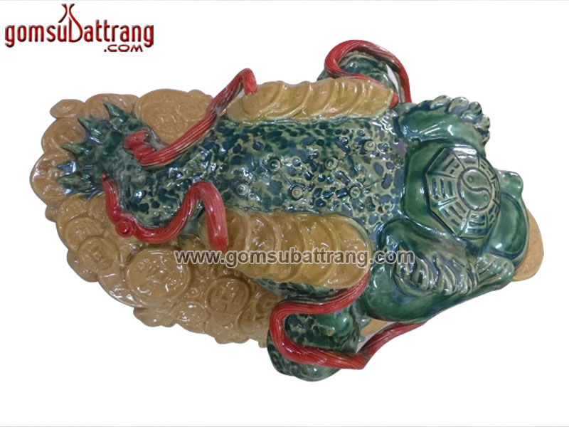 Thiềm thừ cóc ba chân men xanh ngọc bệ vàng phong thủy tài lộc