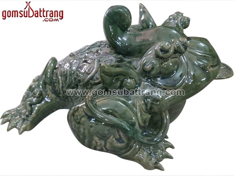 Thiềm thừ Cóc ba chân tỳ hưu men ngọc phong thủy may mắn bình an