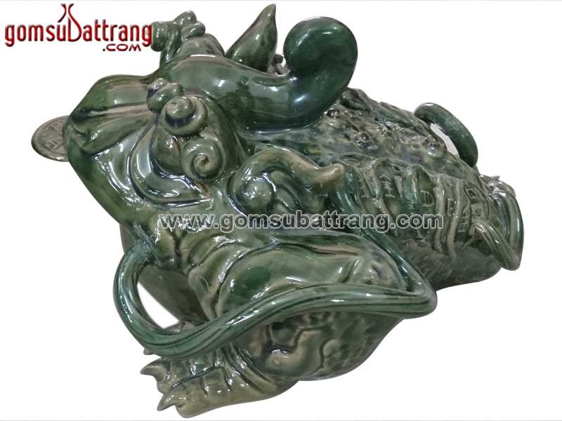 Thiềm thừ Cóc ba chân tỳ hưu men ngọc phong thủy may mắn bình an