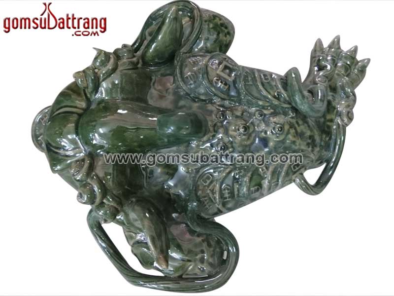 Thiềm thừ Cóc ba chân tỳ hưu men ngọc phong thủy may mắn bình an
