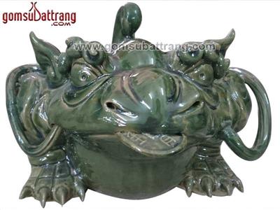 Thiềm thừ Cóc ba chân tỳ hưu men ngọc phong thủy may mắn bình an 
