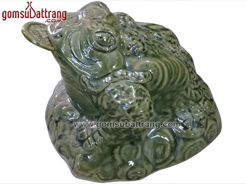 Thiềm thừ cóc ba chân men xanh ngọc cỡ nhỏ phong thủy vàng