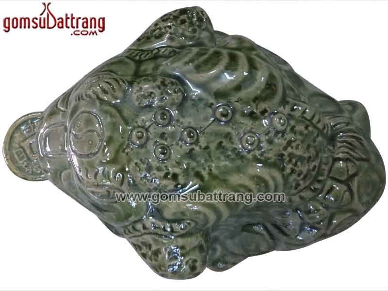 Thiềm thừ cóc ba chân men xanh ngọc cỡ nhỏ phong thủy vàng
