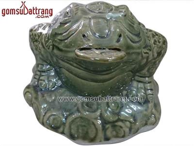 Thiềm thừ cóc ba chân men xanh ngọc cỡ nhỏ phong thủy vàng 