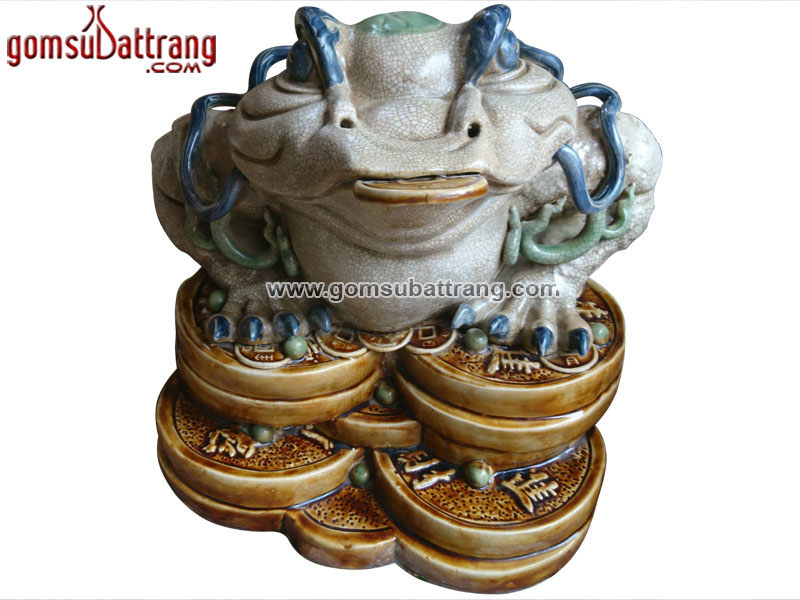 Thiềm thừ cóc ba chân đại kích thước lớn men rạn cổ đẹp