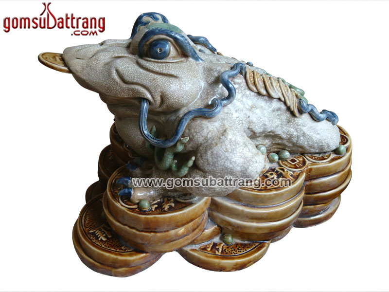 Thiềm thừ cóc ba chân đại kích thước lớn men rạn cổ đẹp