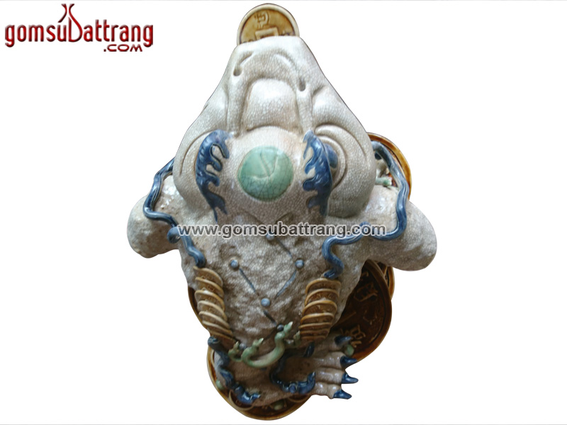 Thiềm thừ cóc ba chân đại kích thước lớn men rạn cổ đẹp