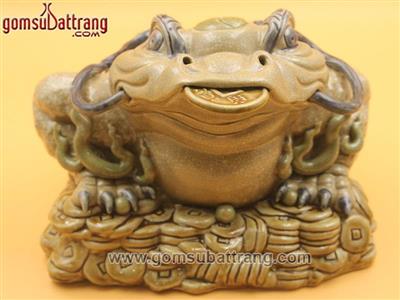 Thiềm thừ bát tràng 33x31cm men rạn cổ cóc thần tài tài lộc may mắn 
