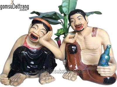 Tượng Chí Phèo Thị Nở 60cm Gốm Sứ Bát Tràng Đẹp Độc Đáo 