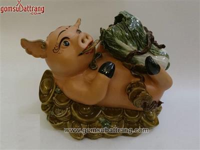 Lợn tiết kiệm gốm sứ hồng phong thủy quà tặng may mắn 