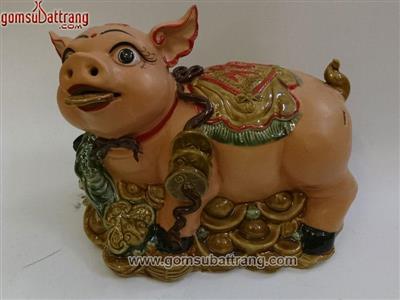 Heo thần tài men hồng Bát Tràng quà tặng dư giả may mắn 