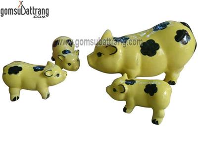 Heo tiết kiệm mẹ con vàng xinh xắn tặng quà độc đáo phong thủy 