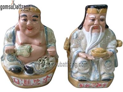 Tượng Thần Tài Thổ Địa Sứ Bát Tràng 20cm Men Rạn Cổ Sang Trọng 