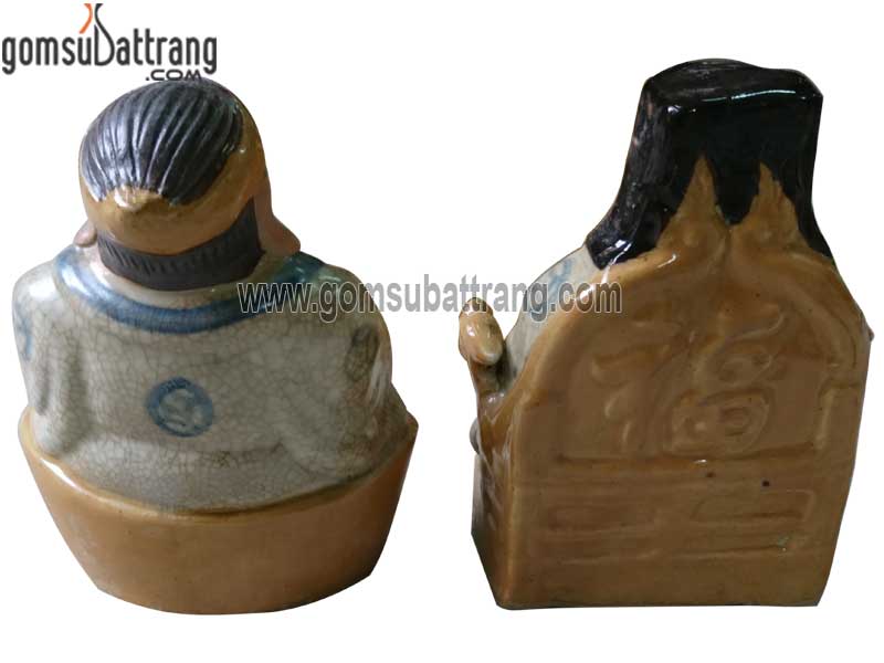 Tượng thần tài thổ địa men rạn cổ 16cm đồ phong thủy may mắn