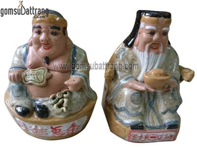 Tượng thần tài thổ địa men rạn cổ 16cm đồ phong thủy may mắn 