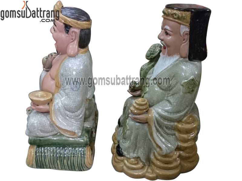 Tượng thần tài thổ địa sứ Bát Tràng bệ vàng ngọc may mắn