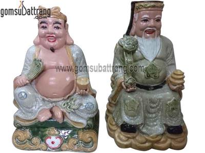 Tượng thần tài thổ địa sứ Bát Tràng bệ vàng ngọc may mắn 