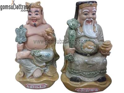 Tượng thần tài thổ địa ngai vàng men rạn cổ phong thủy quý hiếm 