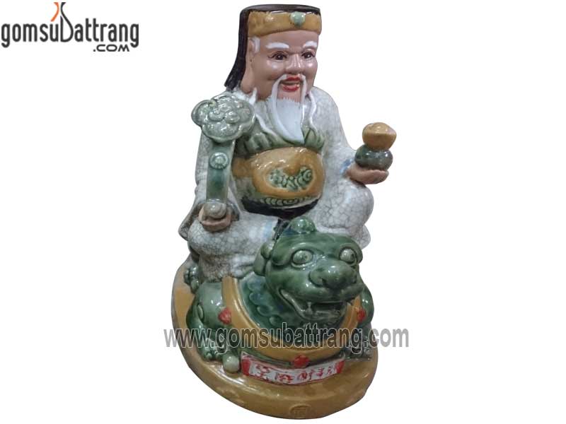 Tượng thần tài thổ địa cưỡi cóc tỳ hưu 30cm men rạn phong thủy
