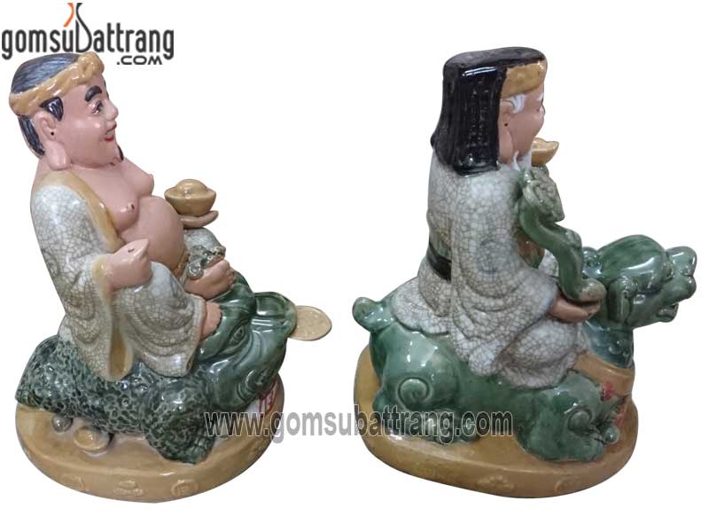 Tượng thần tài thổ địa cưỡi cóc tỳ hưu 30cm men rạn phong thủy