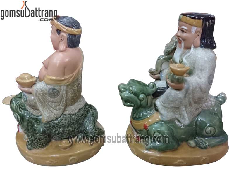 Tượng thần tài thổ địa cưỡi cóc tỳ hưu 30cm men rạn phong thủy